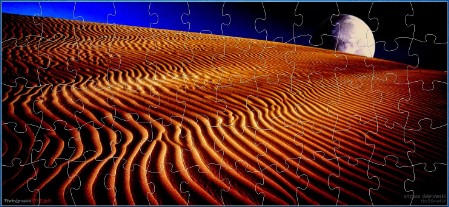 Moonrise Over Arabian Sand Dunes